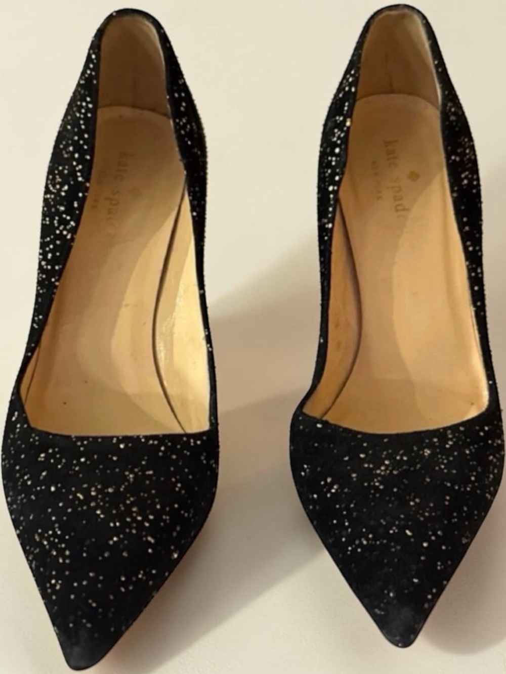 Kate Spade Black Glitter Pointed-Toe Pumps Size 7
